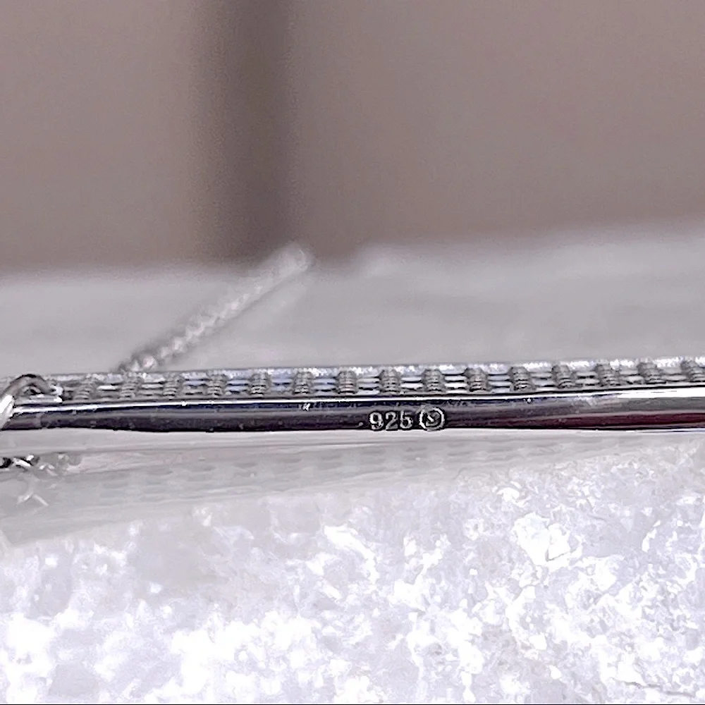Sterling Silver CZ Bar Necklace